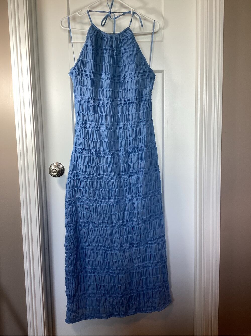 New Abercrombie‎ & Fitch Women's Halter Ruched Maxi Dress Dress Blue Size Large